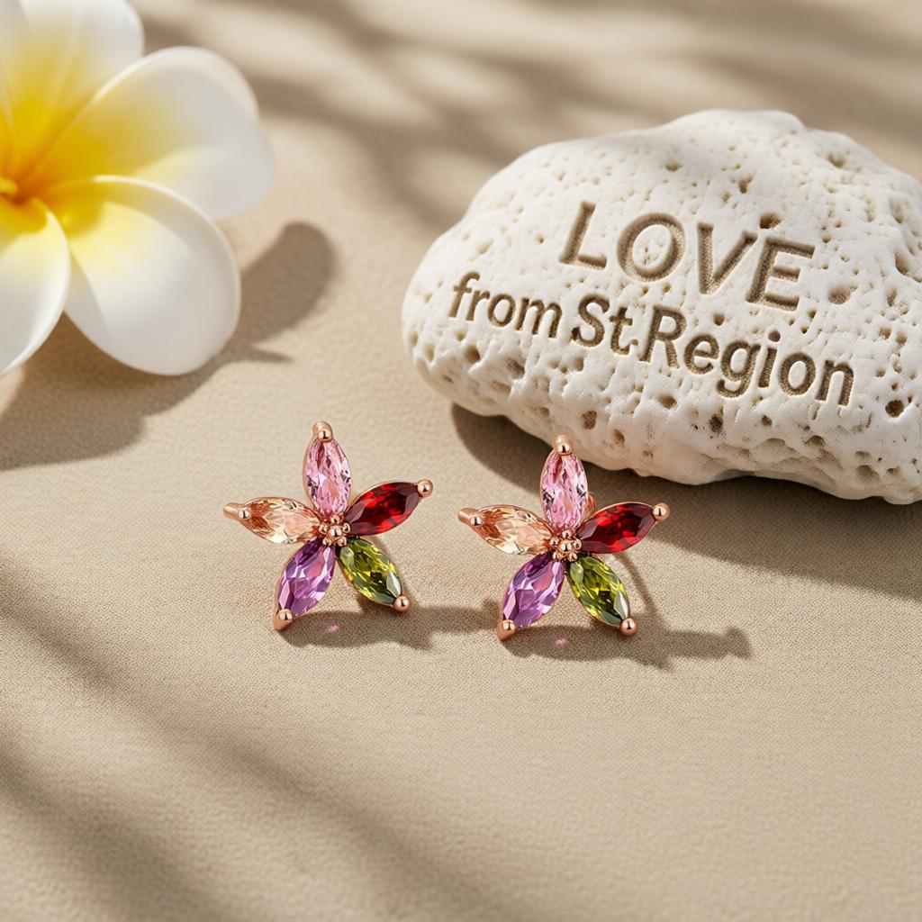 Jewel-Tone Crystal & 18K Rose Gold-Plated Star Earrings