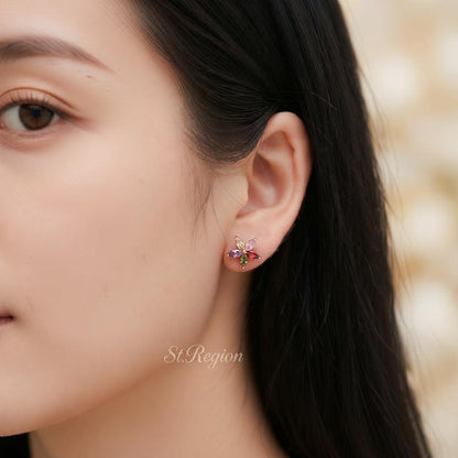 Jewel-Tone Crystal & 18K Rose Gold-Plated Star Earrings