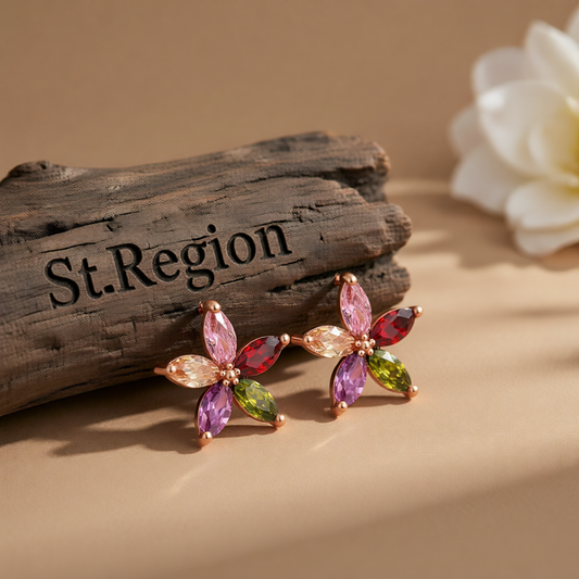 Jewel-Tone Crystal & 18K Rose Gold-Plated Star Earrings