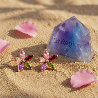 Jewel-Tone Crystal & 18K Rose Gold-Plated Star Earrings