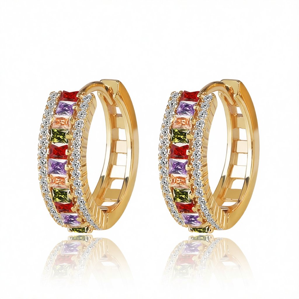 Crystal and Cubic Zirconia Princess Huggie Earrings, huggie earrings, everyday style, side view
