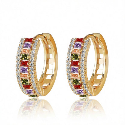 Crystal and Cubic Zirconia Princess Huggie Earrings, huggie earrings, everyday style, side view
