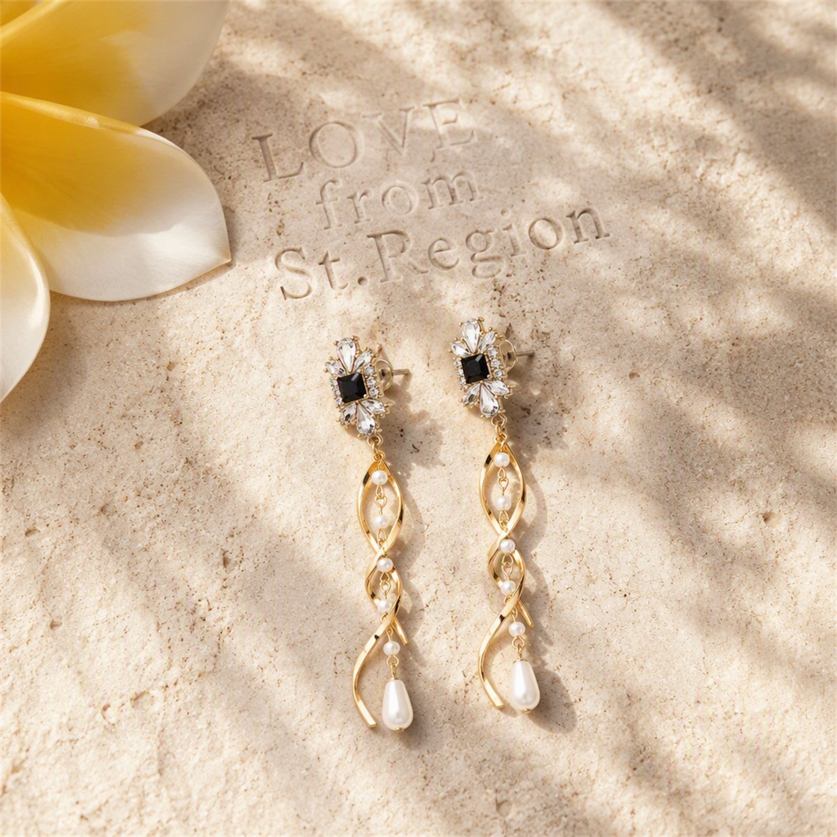 Cubic Zirconia and Pearl 18K Gold-Plated Twist Drop Earrings, gold drop earrings for women, lifestyle look
