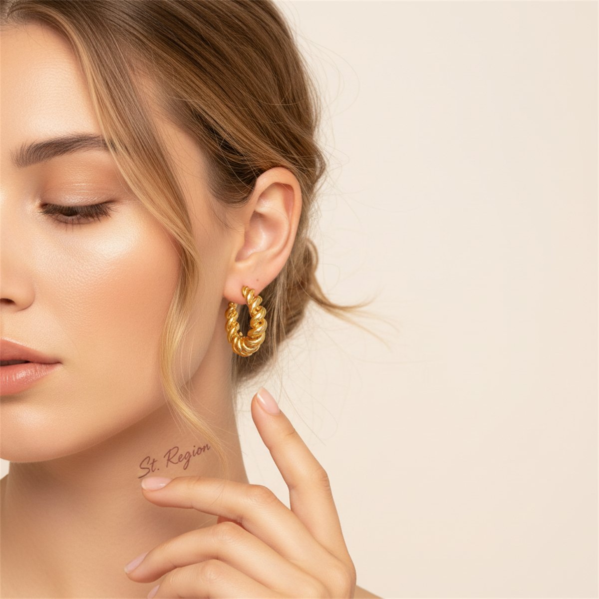 18K Gold-Plated Spiral Hoop Earrings, gold huggie earrings, vintage-inspired design, styled look