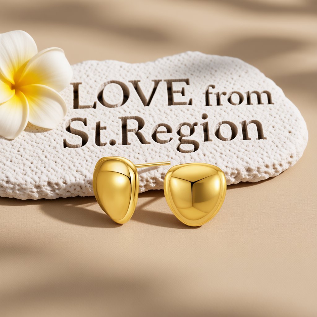 18K Gold-Plated Rounded Stud Earrings, gold stud earrings for women, botanical inspired, lifestyle look