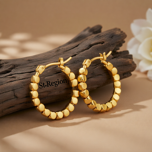 18K Gold-Plated Beaded Hoop Earrings