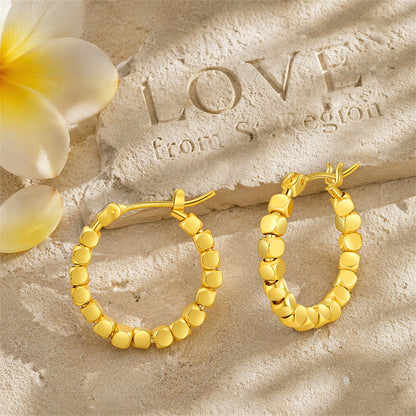 18K Gold-Plated Beaded Hoop Earrings