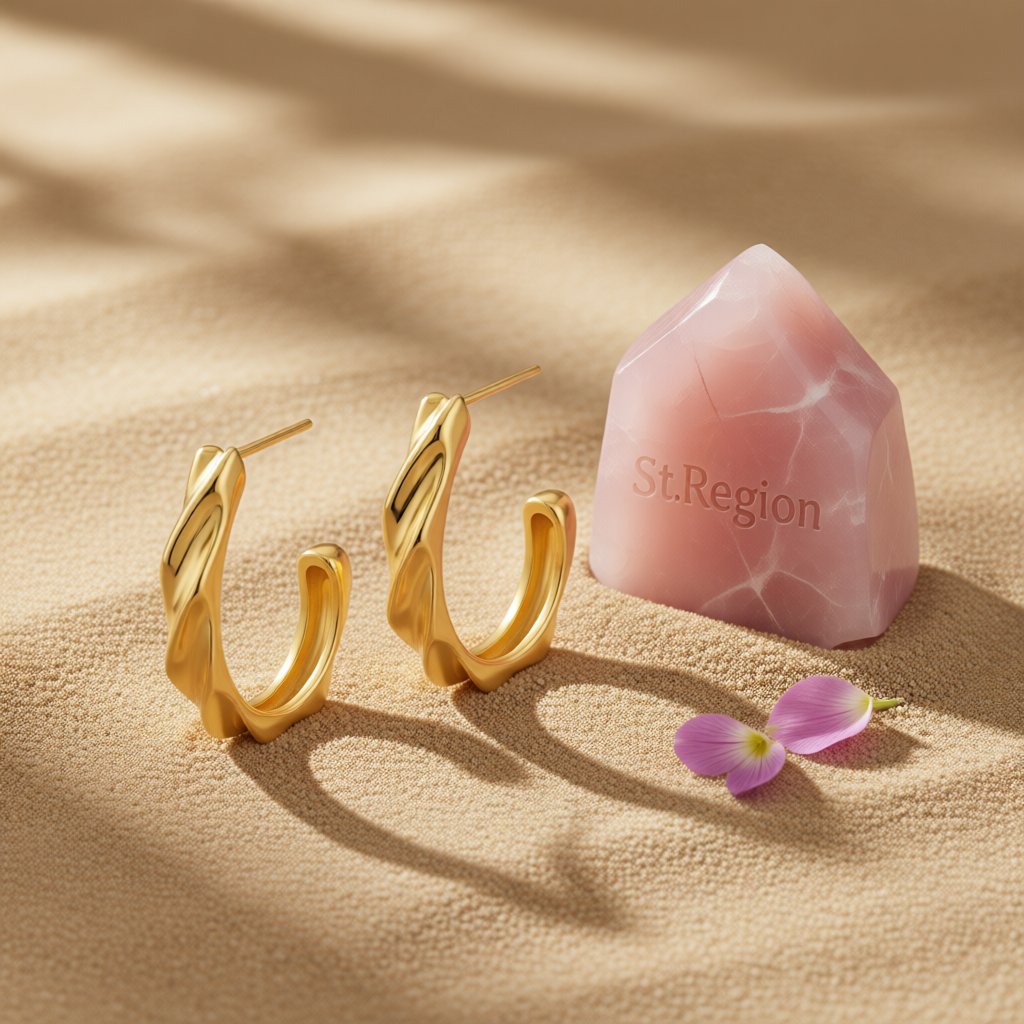 18K Gold-Plated Cut Huggie Earrings, gold huggie earrings, elegant gift for her, detail close-up