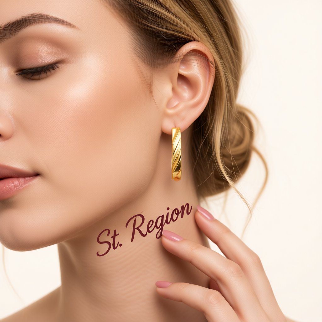 18K Gold-Plated Cut Huggie Earrings, gold huggie earrings, elegant gift for her, styled look