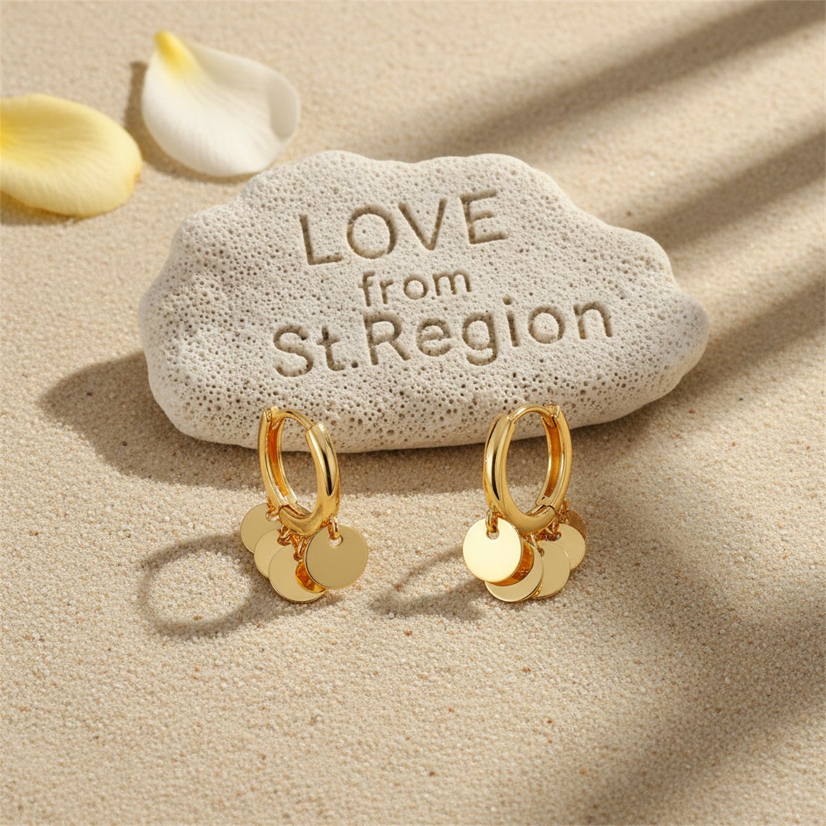 18K Gold-Plated Disc Tassel Huggie Earrings, gold huggie earrings, vintage-inspired design, lifestyle look