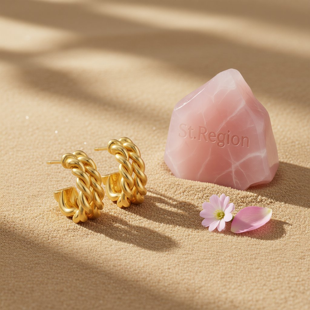 18K Gold-Plated Stacked Twine Stud Earrings, gold huggie earrings, everyday style, detail close-up