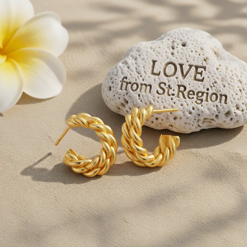 18K Gold-Plated Stacked Twine Stud Earrings, gold huggie earrings, everyday style, lifestyle look