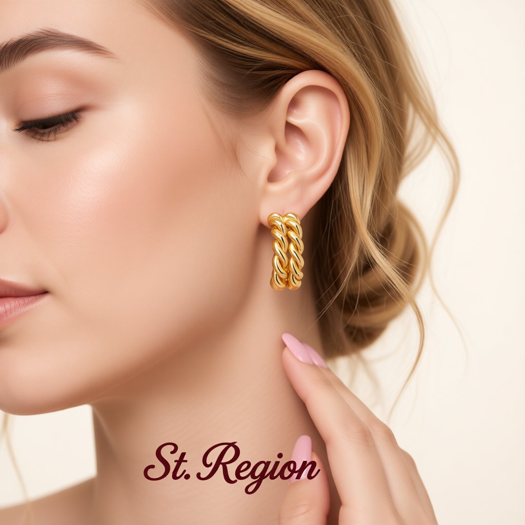 18K Gold-Plated Stacked Twine Stud Earrings, gold huggie earrings, everyday style, styled look