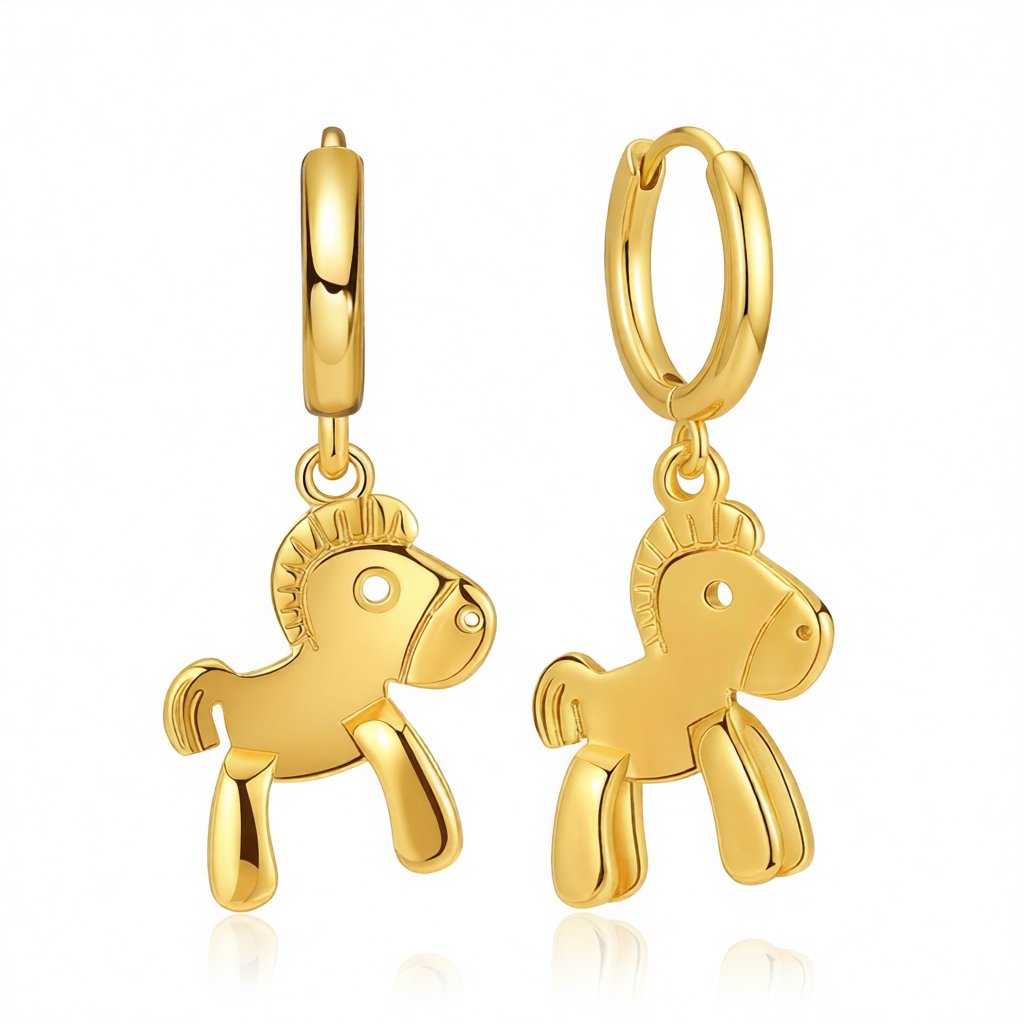 18K Gold-Plated Pony Huggie Earrings, gold huggie earrings, everyday style, side view