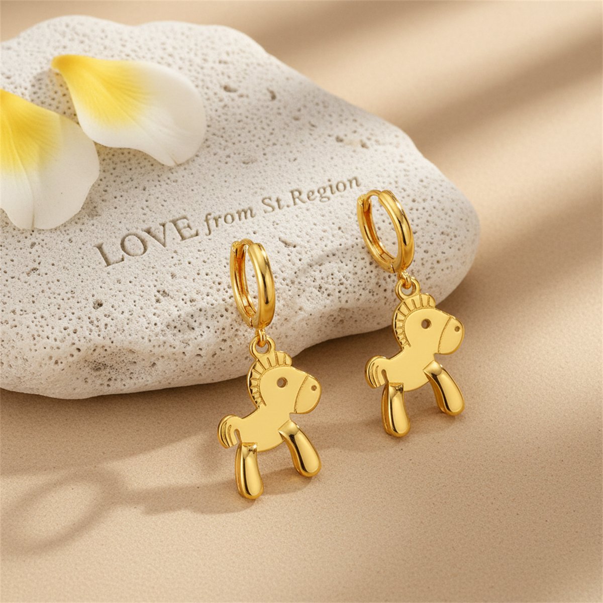 18K Gold-Plated Pony Huggie Earrings, gold huggie earrings, everyday style, lifestyle look