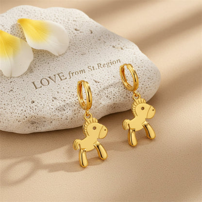 18K Gold-Plated Pony Huggie Earrings, gold huggie earrings, everyday style, lifestyle look