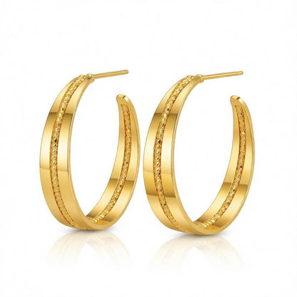 18K Gold-Plated Bead Line Huggie Earring, gold huggie earrings, everyday style, side view
