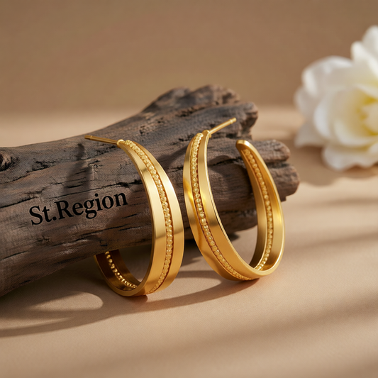 18K Gold-Plated Bead Line Huggie Earring