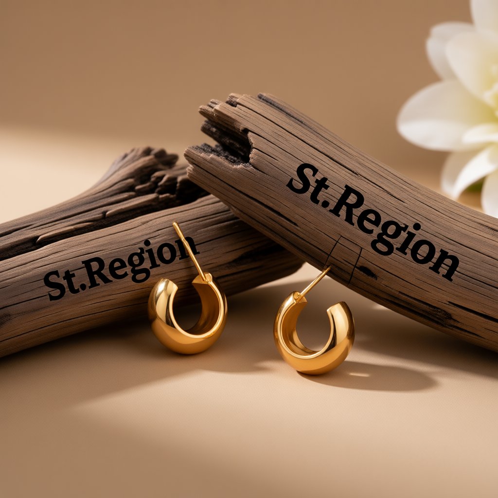 18K Gold-Plated Thick Huggie Earrings, gold huggie earrings, dainty minimalist design, front view