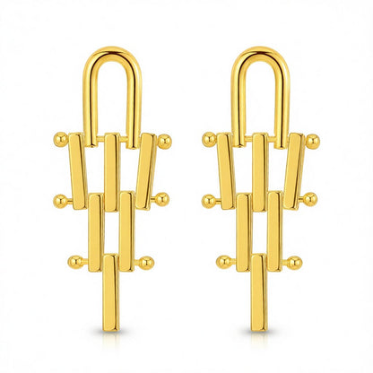 18K Gold-Plated Lattice Drop Earrings, gold drop earrings for women, elegant gift for her, side view