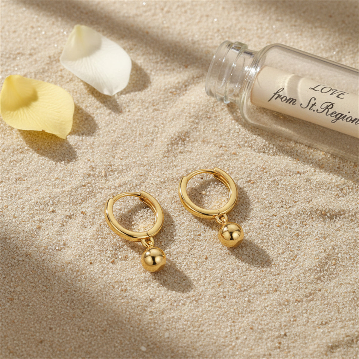 18K Gold-Plated Ball Hoop Earrings - Street Region