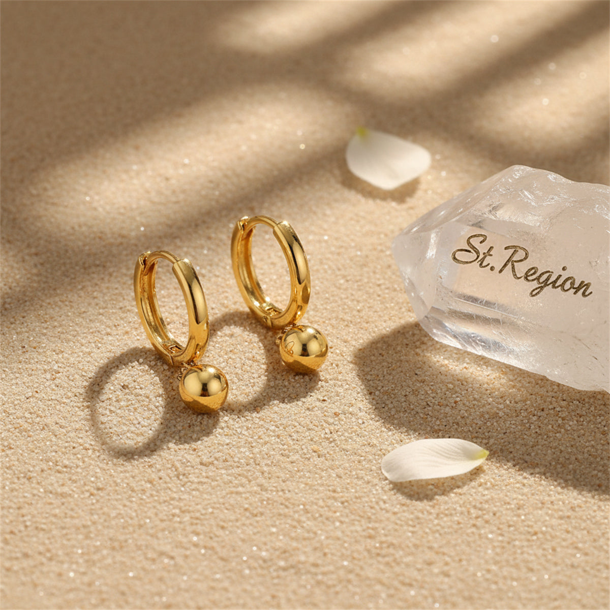 18K Gold-Plated Ball Hoop Earrings - Street Region