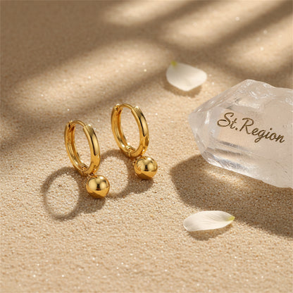 18K Gold-Plated Ball Hoop Earrings - Street Region
