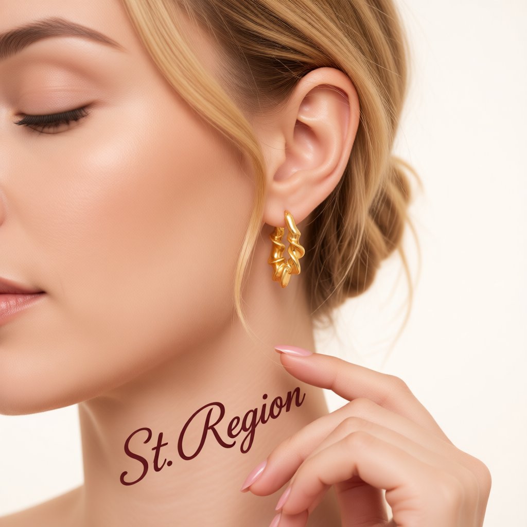 18K Gold-Plated Twine Huggie Earrings, gold huggie earrings, everyday style, styled look