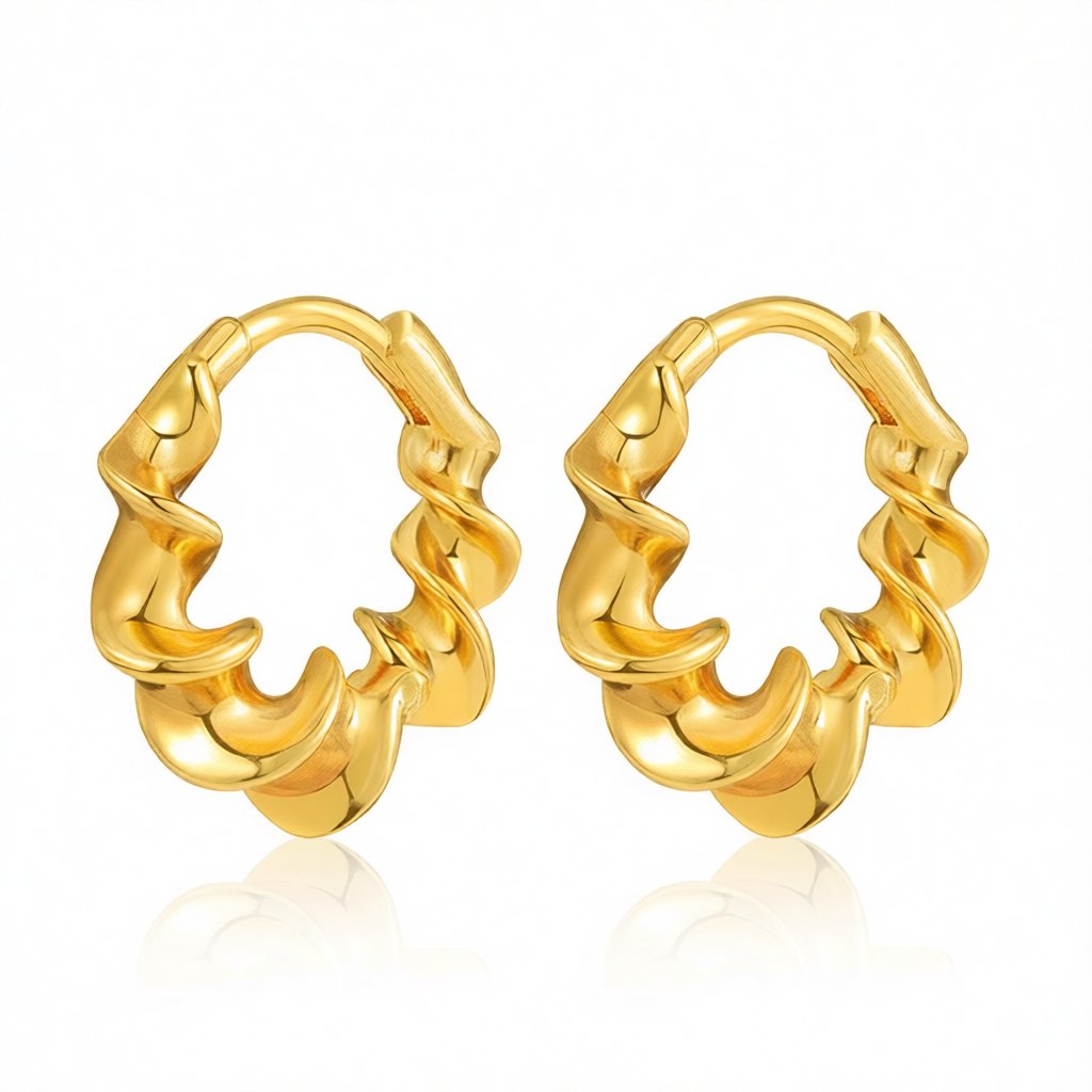18K Gold-Plated Twine Huggie Earrings, gold huggie earrings, everyday style, side view