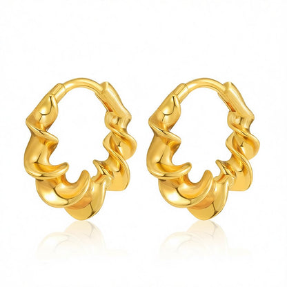 18K Gold-Plated Twine Huggie Earrings, gold huggie earrings, everyday style, side view