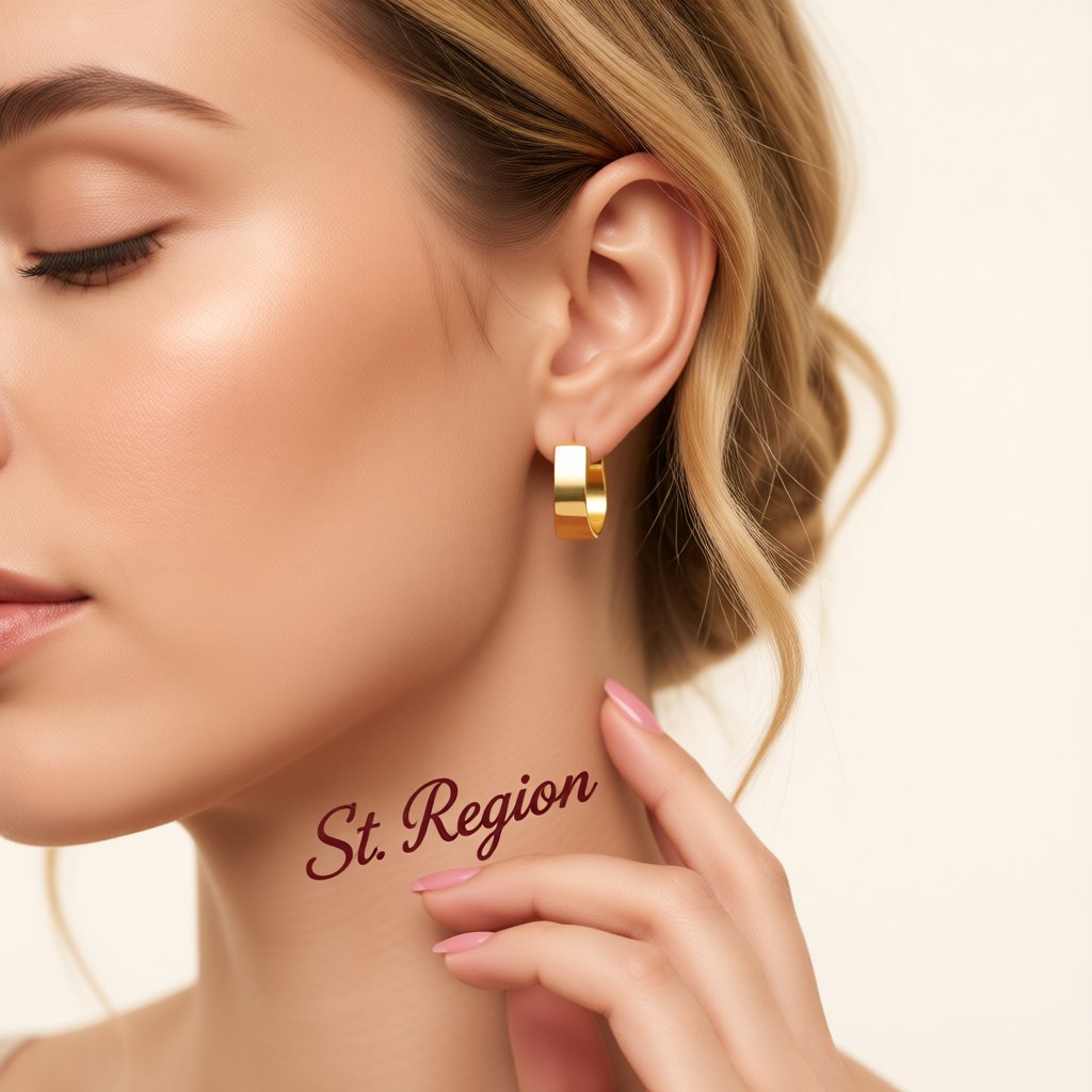 18K Gold-Plated U-Shape Huggie Earrings, gold huggie earrings, elegant gift for her, styled look