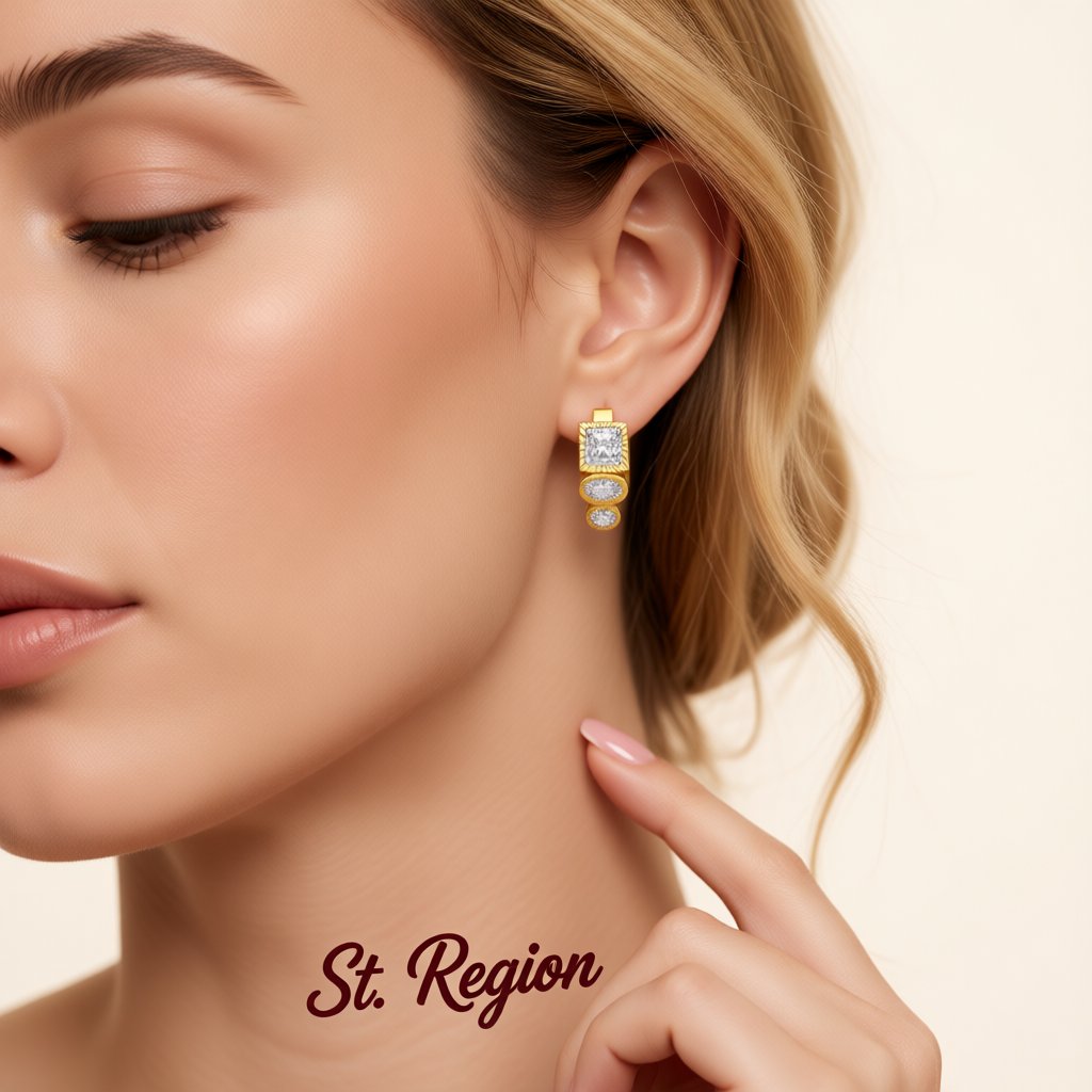 Cubic Zirconia and 18K Gold-Plated Huggie Earrings, gold huggie earrings, elegant gift for her, styled look