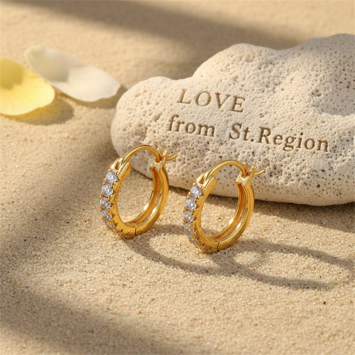 Cubic Zirconia and 18K Gold-Plated Huggie Earrings, gold huggie earrings, vintage-inspired design, lifestyle look