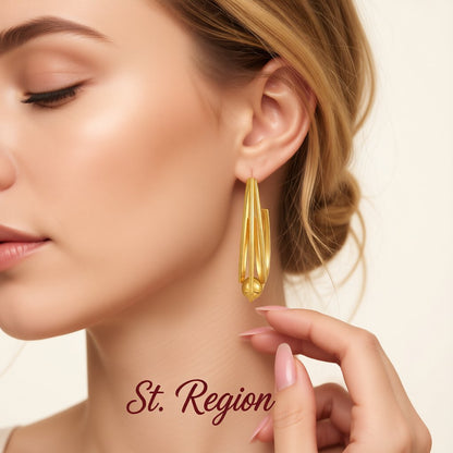 18K Gold-Plated U-Shape Ball Huggie Earrings, gold huggie earrings, everyday style, styled look
