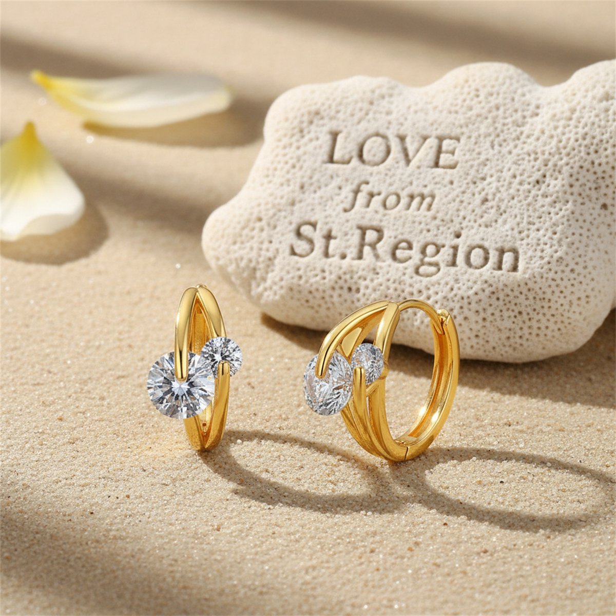 Cubic Zirconia and 18K Gold-Plated Huggie Earrings, gold huggie earrings, everyday style, lifestyle look