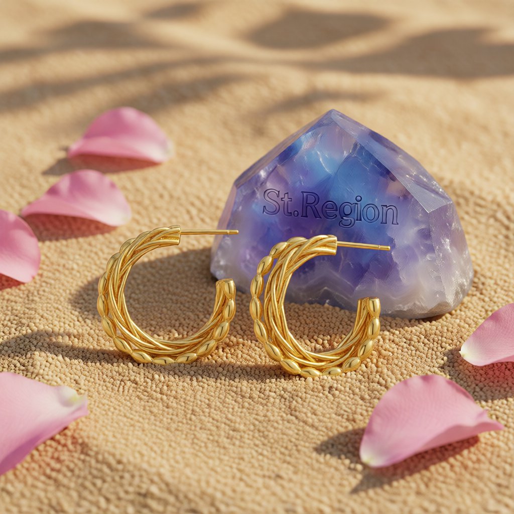 18K Gold-Plated Twist Hoop Earrings
