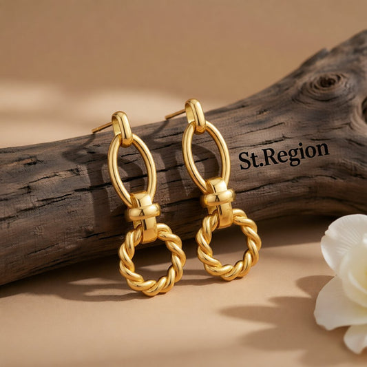 18K Gold-Plated Twine Circles Drop Earrings