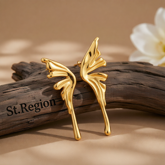 18K Gold-Plated Butterfly Wing Stud Earrings