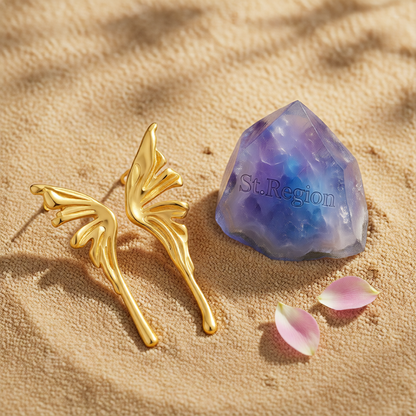 18K Gold-Plated Butterfly Wing Stud Earrings
