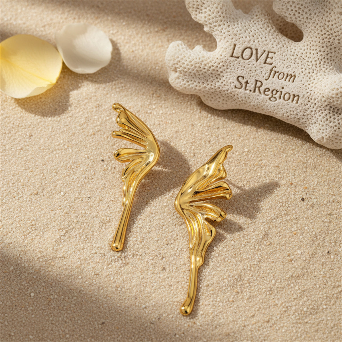 18K Gold-Plated Butterfly Wing Stud Earrings
