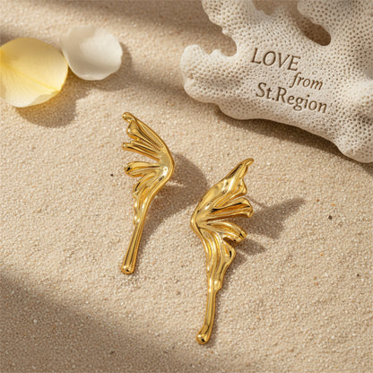 18K Gold-Plated Butterfly Wing Stud Earrings