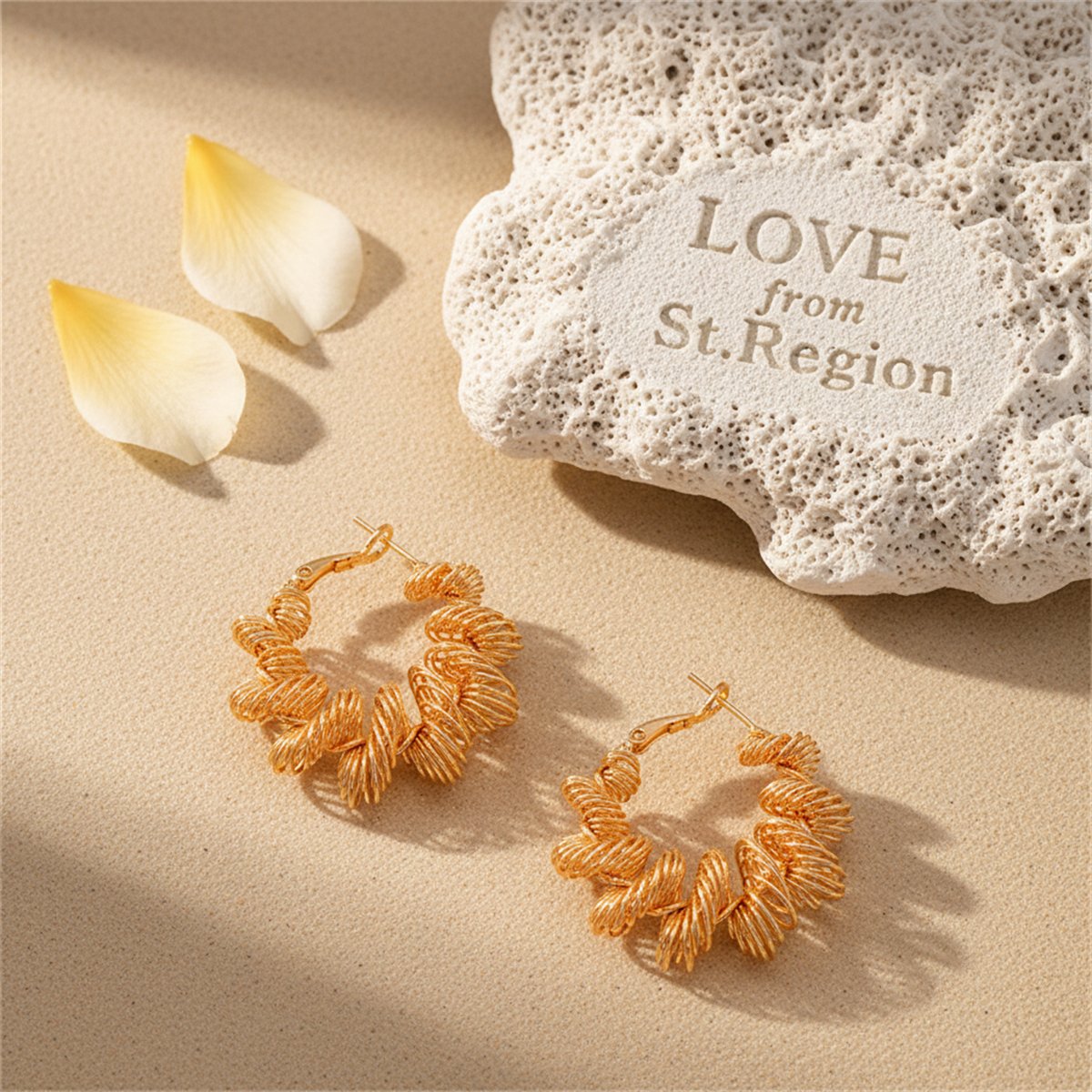 18K Gold-Plated Twisted Huggie Earrings, gold hoop earrings for women, everyday style, lifestyle look