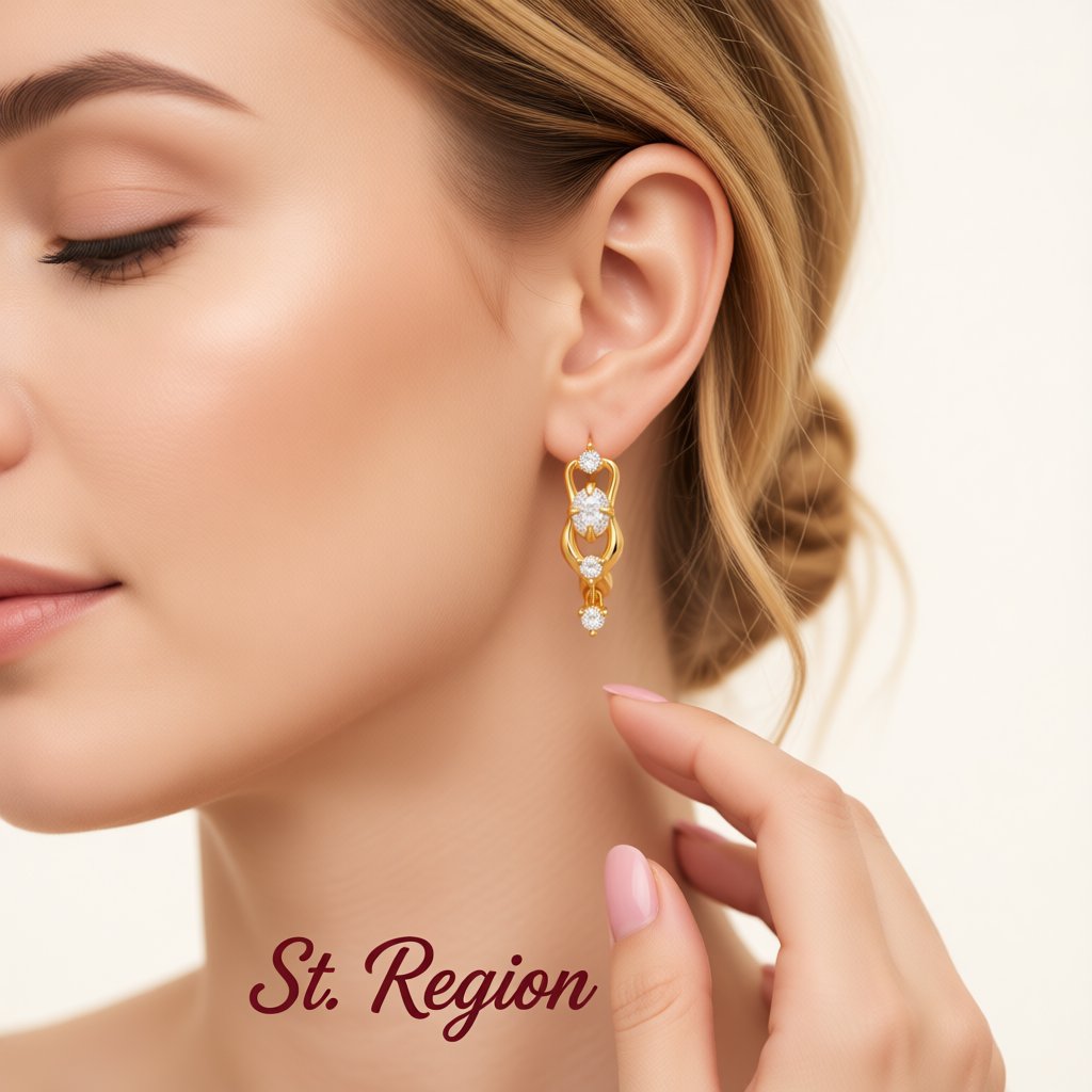 Clear Cubic Zirconia and 18K Gold-Plated Huggie Drop Earrings, gold huggie earrings, everyday style, styled look