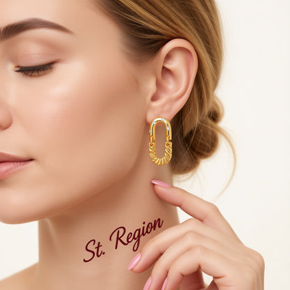 Cubic Zirconia and 18K Gold-Plated Linked Drop Earrings, gold drop earrings for women, elegant gift for her, styled look