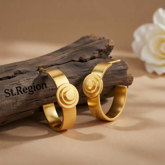 18K Gold-Plated Button Huggie Earrings