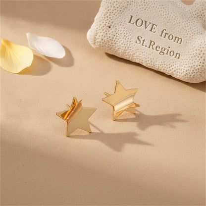 18K Gold-Plated Folded Star Stud Earrings, gold stud earrings for women, elegant gift for her, lifestyle look