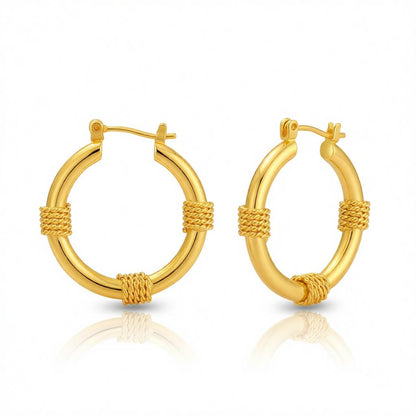 18K Gold-Plated Coils Huggie Earrings, gold huggie earrings, elegant gift for her, side view