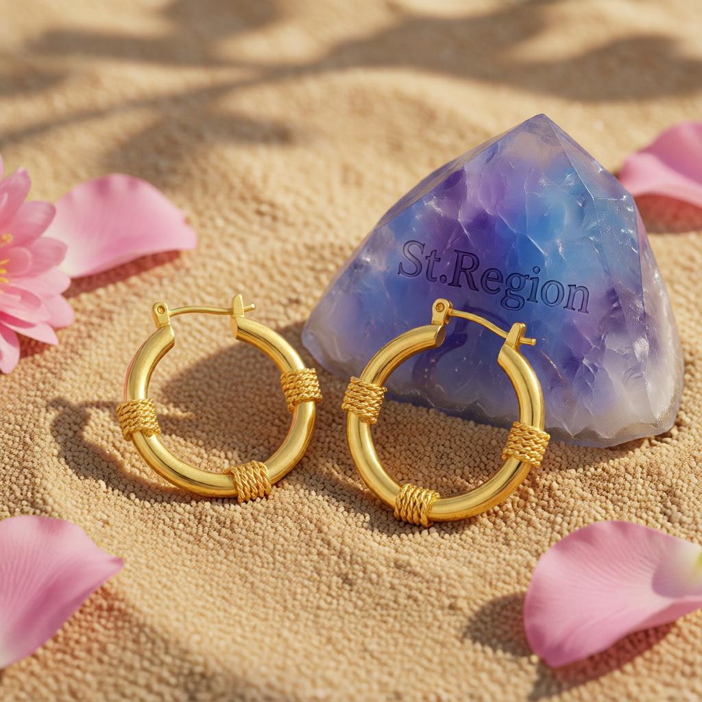 18K Gold-Plated Coils Huggie Earrings, gold huggie earrings, elegant gift for her, detail close-up