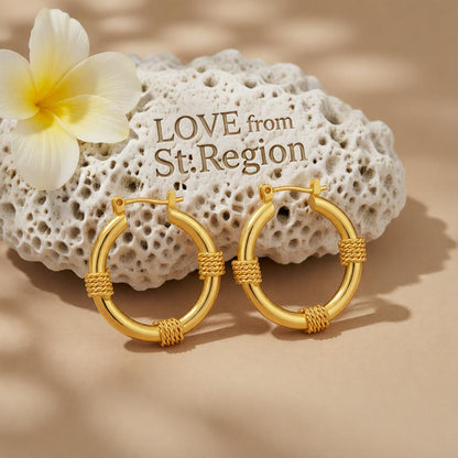 18K Gold-Plated Coils Huggie Earrings, gold huggie earrings, elegant gift for her, lifestyle look
