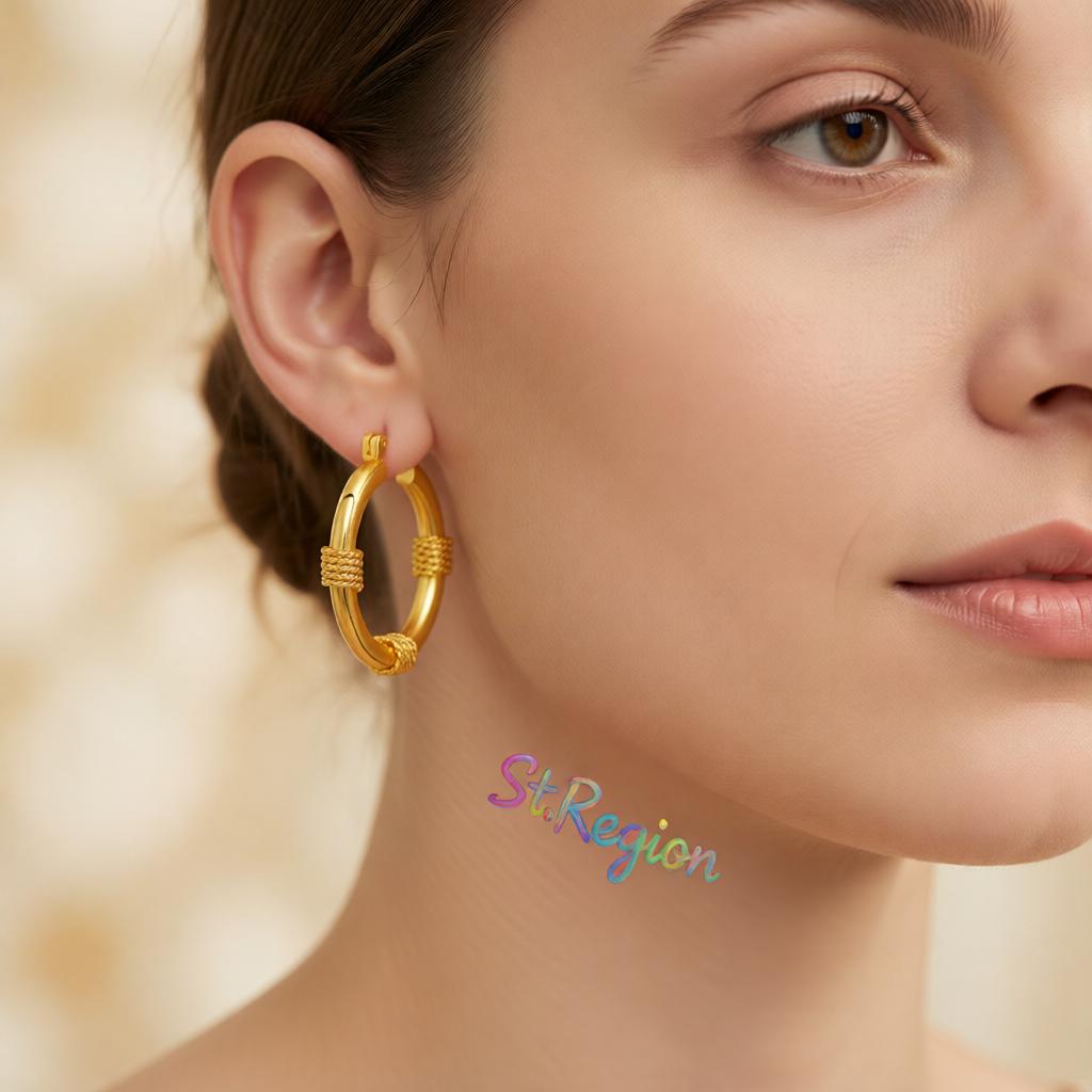18K Gold-Plated Coils Huggie Earrings, gold huggie earrings, elegant gift for her, styled look